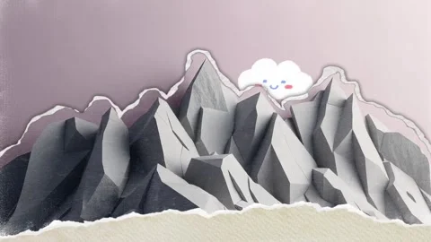 Mountain and cloud: abstract minimalistic landscape Video stock 330320586