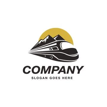 Mountain and express train logo icon Stock Illustration
