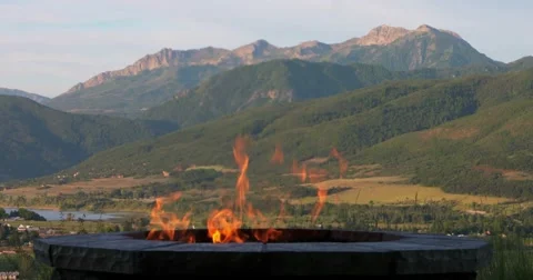 Mountain and fire pit tight shot Video stock 53821889
