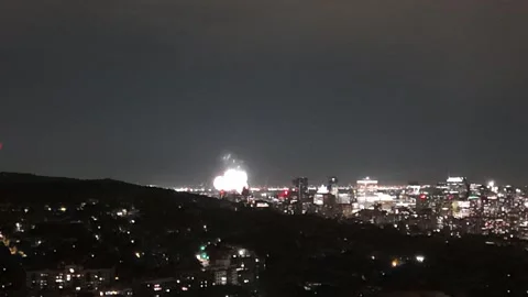 Mountain and fireworks Stock Footage 280208067