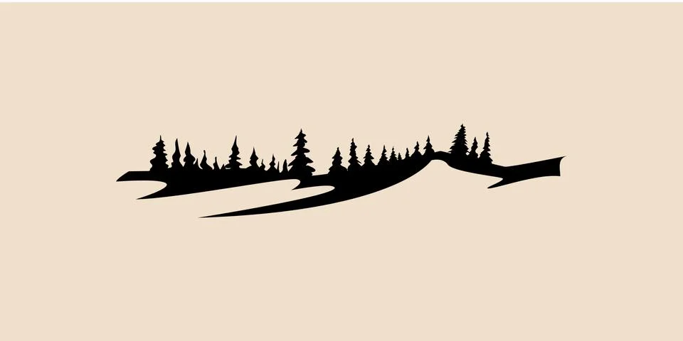 Mountain and forest icon vector, Mountain, pine tree vector illustration, Pine Stock Illustration