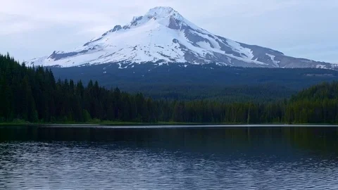 Mountain and forest lake 1 Trillium Lake at Dusk and Mt. Hood 2 Stock Footage 82018541