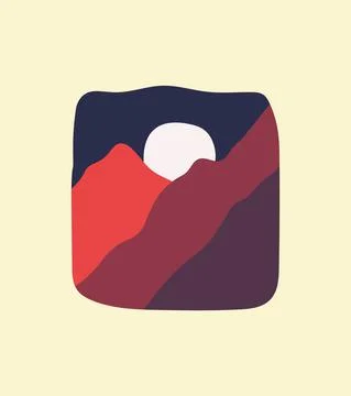 Mountain and full moon design for t-shirt Design, tee ,patch emblem badge Illustrazione stock