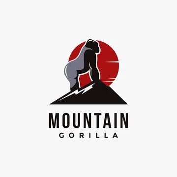 Mountain and gorilla logo vector illustration template on white background Stock Illustration