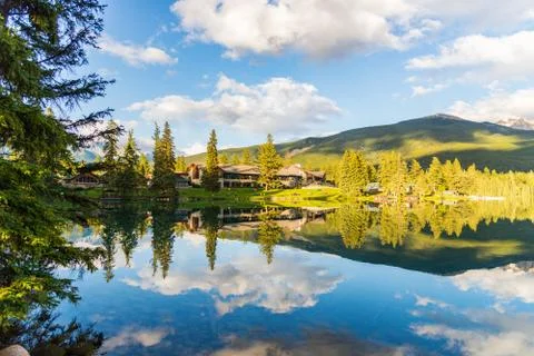Mountain and Lake with reflection Stock Photos