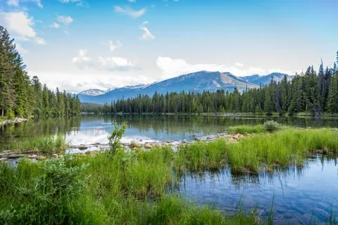 Mountain and Lake with reflection Stock Photos
