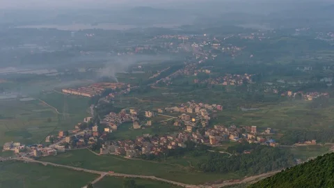Mountain and lake Time Lapse.Time Lapse of China rural Stock Footage 77255633