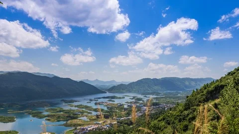 Mountain and lake Time Lapse,Time Lapse of Chinese landscape Stock-Footage 77258935