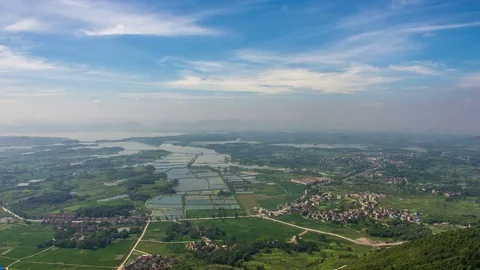 Mountain and lake Time Lapse.Time Lapse of China rural Stock Footage 77259684