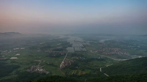 Mountain and lake Time Lapse.Time Lapse of China rural Stock Footage 77259868