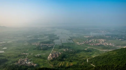 Mountain and lake Time Lapse.Time Lapse of China rural Video stock 77259962