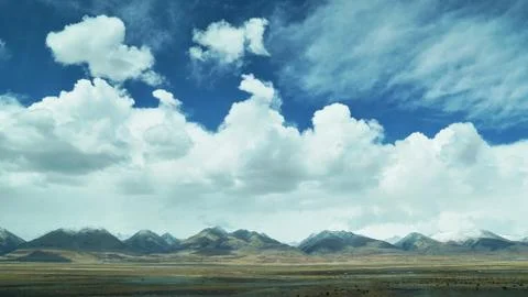 Mountain and land with old town look and clear scenery Stock Photos