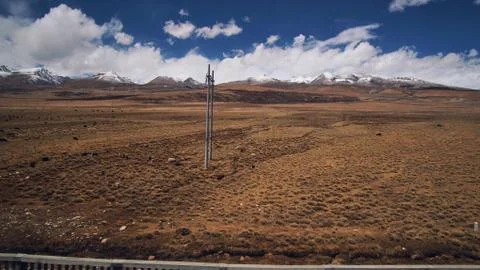 Mountain and Land with some of clouds and sky with high contrast Stock Photos