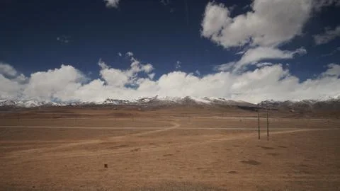 Mountain and Land with some of clouds and sky with high contrast Stock Photos