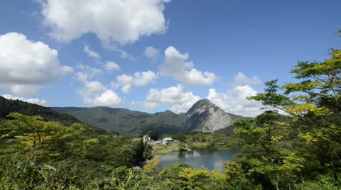 Mountain and pond at high elevation in remote location Stock Footage 48992314