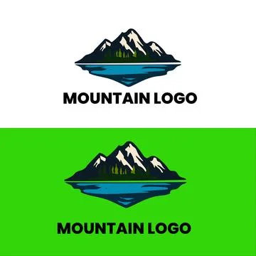 Mountain and river logo template. mountains vector icon Stock Illustration