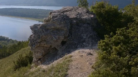 The mountain and the river. Panning from the bottom up Stock Footage 72587272
