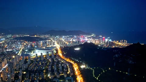 Mountain and seaside night scene time lapse 8K Stock Footage 270333789