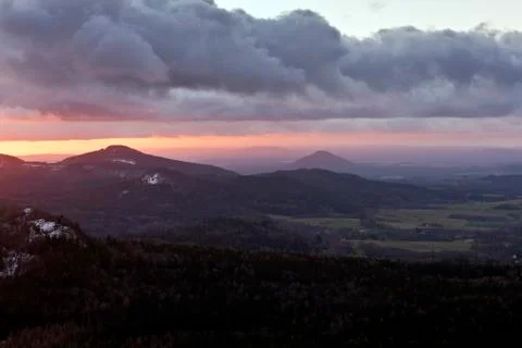 Mountain and sunset Stock Photos
