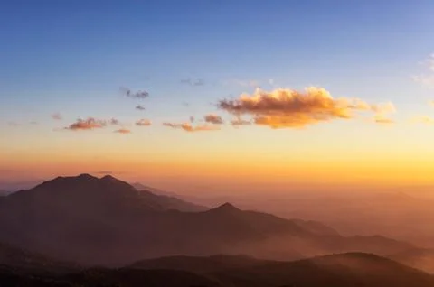 Mountain and sunset. Stock Photos