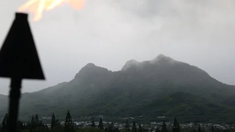 Mountain and Torches Stock Footage 93593366