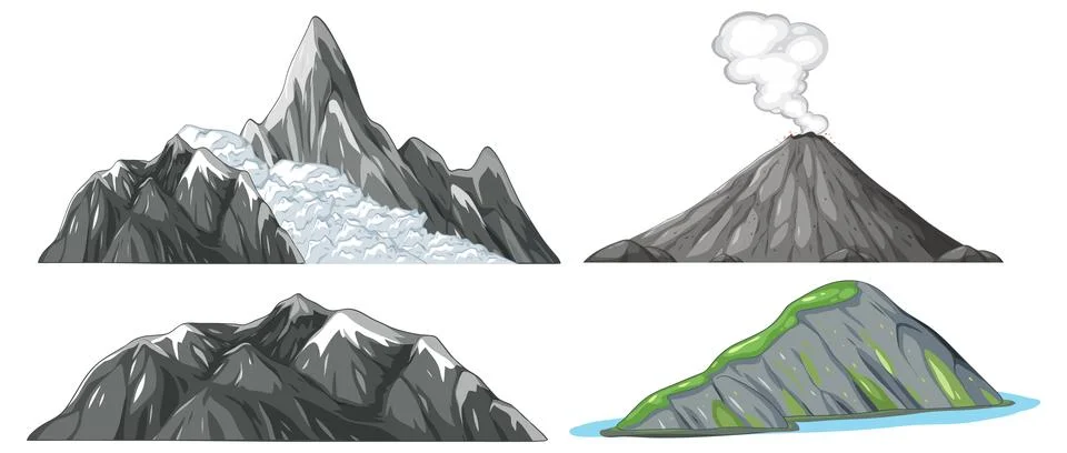 Mountain and Volcano Vector Illustrations Illustrazione stock