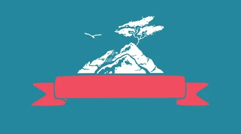 Mountain and Waterfall Emblem Stock Footage 68849602