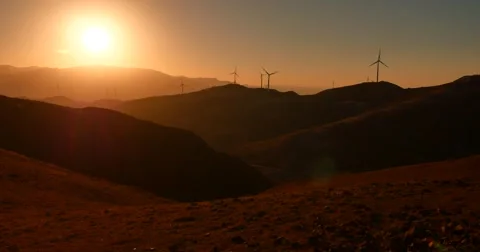 Mountain and  wind generating set Stock-Footage 67618539