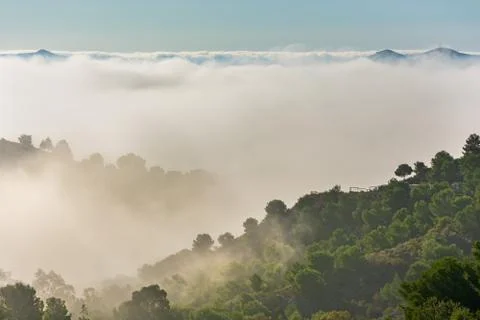 Mountain with antennas on its summit Stock Photos