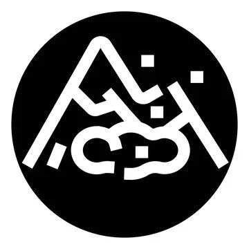 Mountain avalanche snow falling danger warning icon Stock Illustration