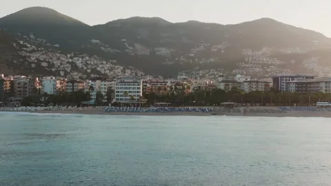 Mountain Backdrop Over Alanya Beachfront Stock Footage 282928244