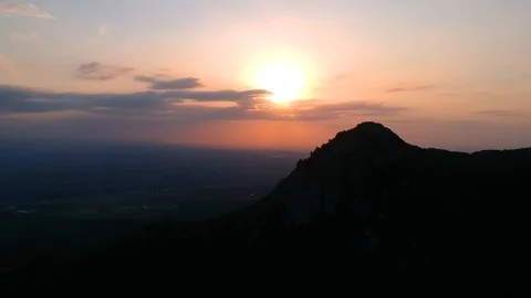 Mountain on the background of a beautiful, summer sunset bird's eye view. Stock Footage 119867738