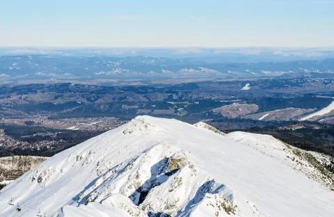 Mountain on the background of the plains Stock Photos