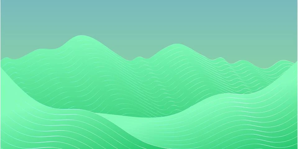 Mountain background with waves pattern Illustrazione stock