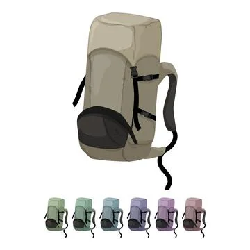 Mountain backpack camp cartoon vector graphic Illustrazione stock