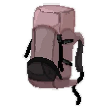 Mountain backpack camp pixel art vector illustration Stock Illustration