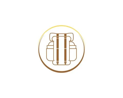 Mountain backpack in the circle logo Illustrazione stock