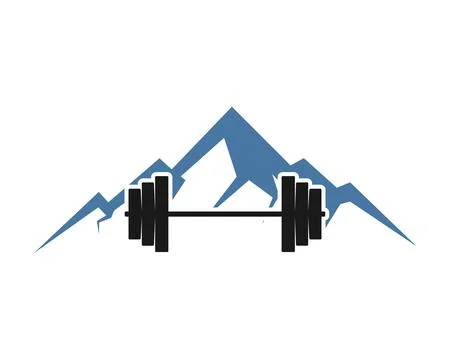 Mountain with barbell shape inside Stock Illustration