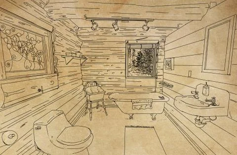 A mountain bath Stock Illustration