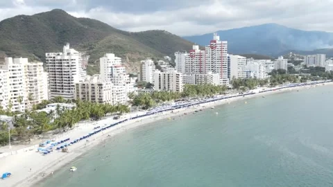 Mountain beach building river view Stock-Footage 274414536