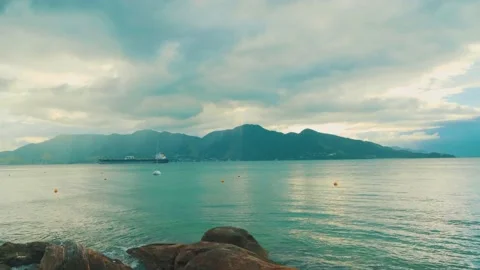 Mountain at the beach Stock Footage 149785385