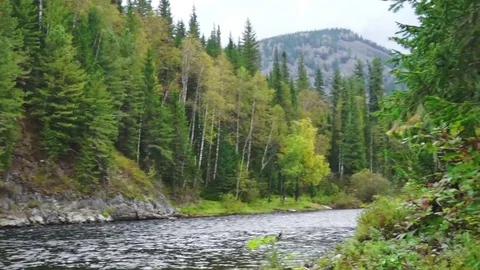 Mountain behind the river Stock Footage 81662138