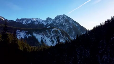 Mountain From Behind Trees at Comet Falls Near Mt Rainier National Park Vídeo Stock 155908537