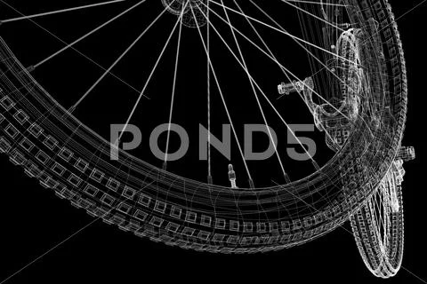 Mountain bicycle 3d model, body structure , wire model Stock Illustration