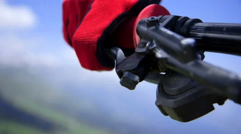 Mountain bike - close up on the brakes Stock Footage 47164053