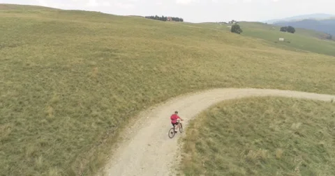 Mountain bike drone tracking Stock Footage 182782862