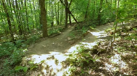 Mountain bike, sharp turn track Stock Footage 54990745