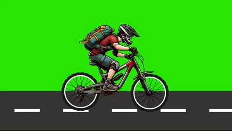 Mountain Biker with Backpack Animation Stock Footage 293434047