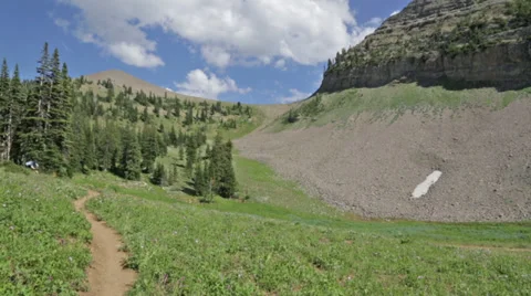 A mountain biker bikes at camera with mountains in background in Idaho Stock Footage 36312183