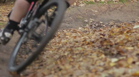 Mountain Biker Corner - CU Slow Camera Track In - Shot 2 of 5 Stock Footage 63331814
